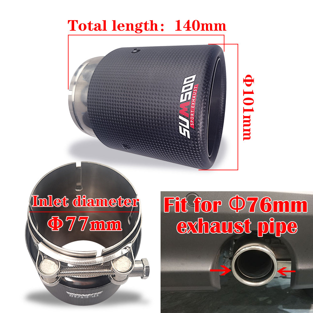 Sport Double Layer Carbon Fiber Exhaust Muffler Tip.