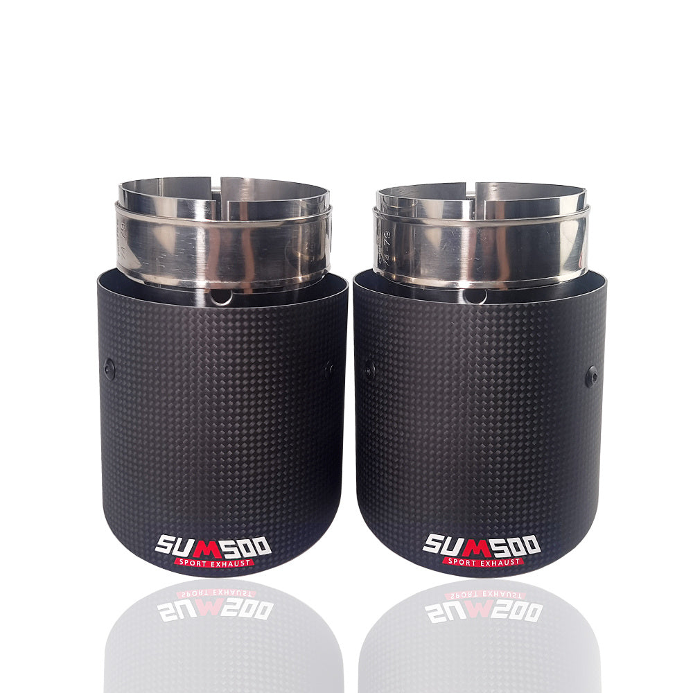 Sport Double Layer Carbon Fiber Exhaust Muffler Tip.