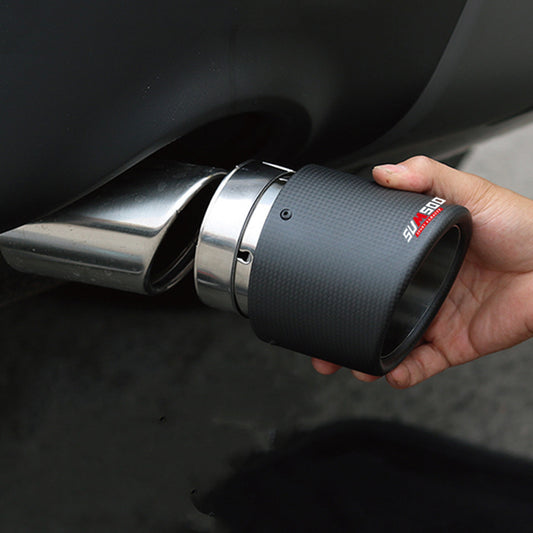 Sport Double Layer Carbon Fiber Exhaust Muffler Tip.
