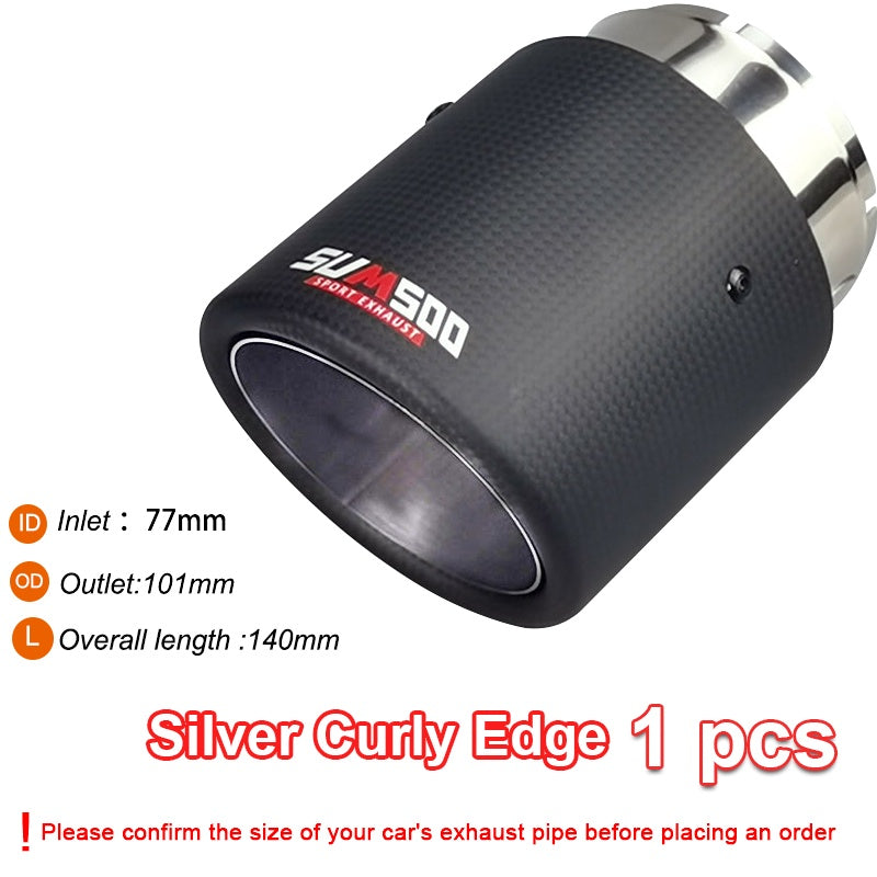 Sport Double Layer Carbon Fiber Exhaust Muffler Tip.