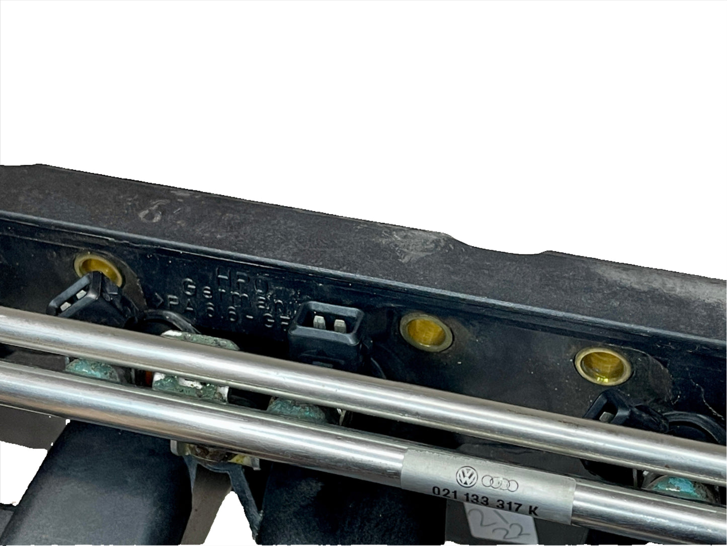Genuine 1998-2004 Volkswagen Golf (MK4) VR6 lower intake manifold with fuel rail.
