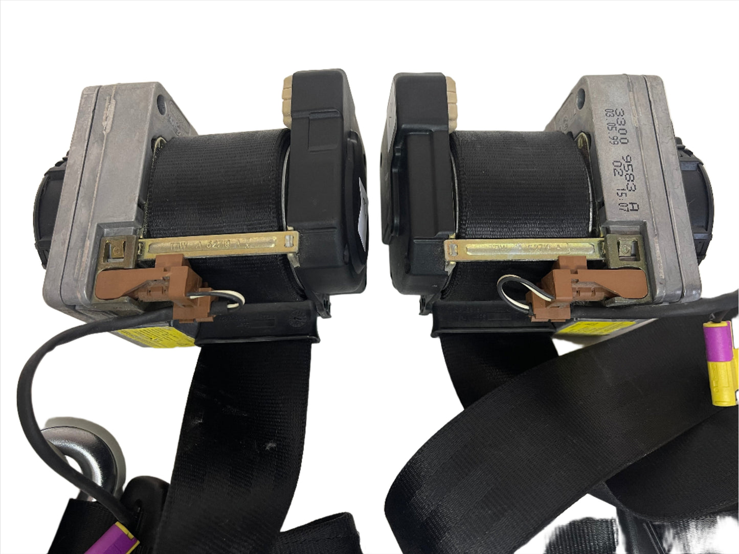 Genuine 1998-2004 Volkswagen Golf (Mk4) front seatbelt retractors.
