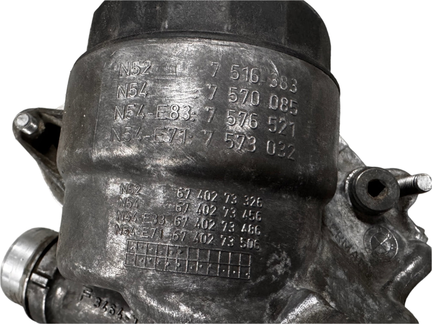 Genuine 2013 Bmw 328i Xdrive F30 engine oil filter housing assenbly with cooler.