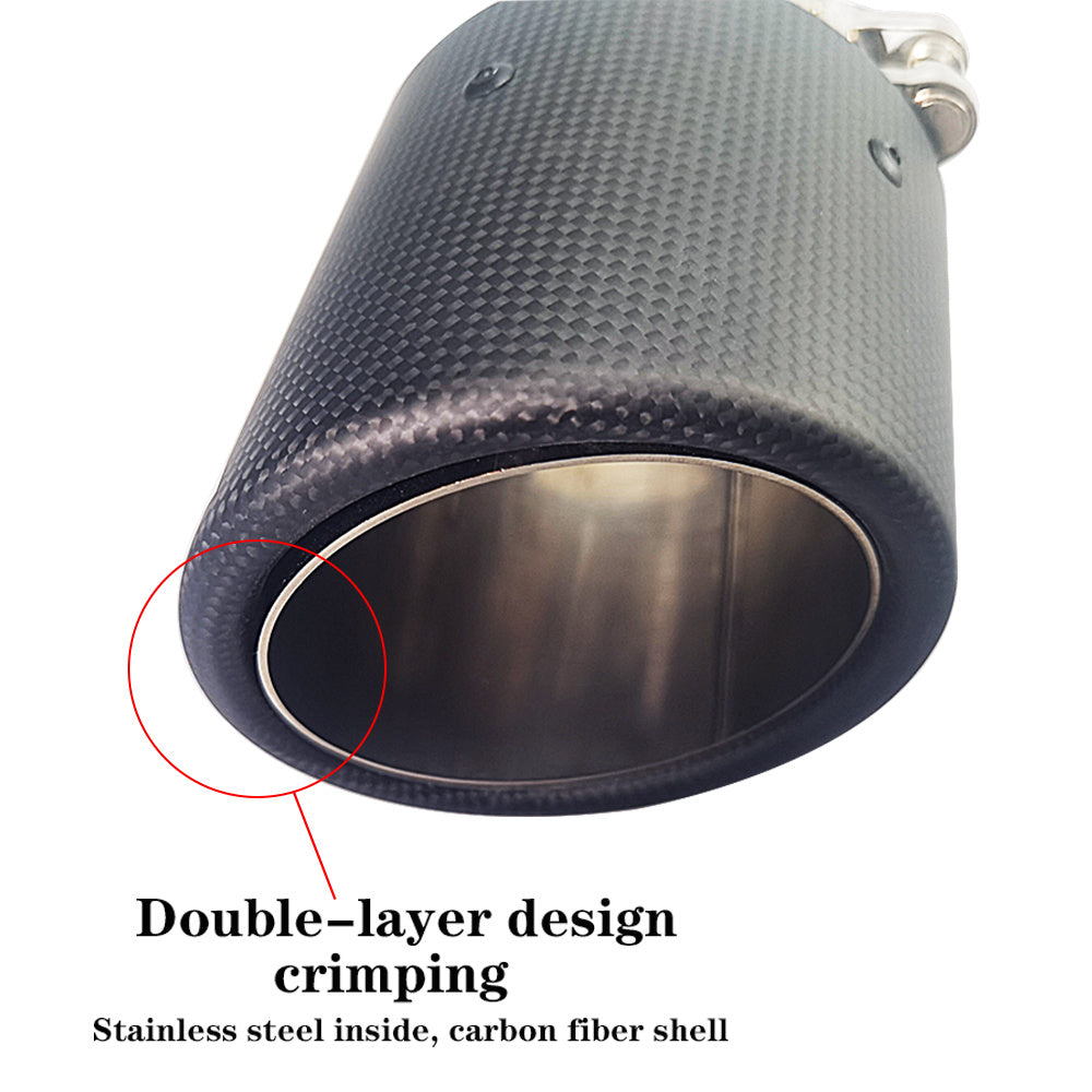 Sport Double Layer Carbon Fiber Exhaust Muffler Tip.